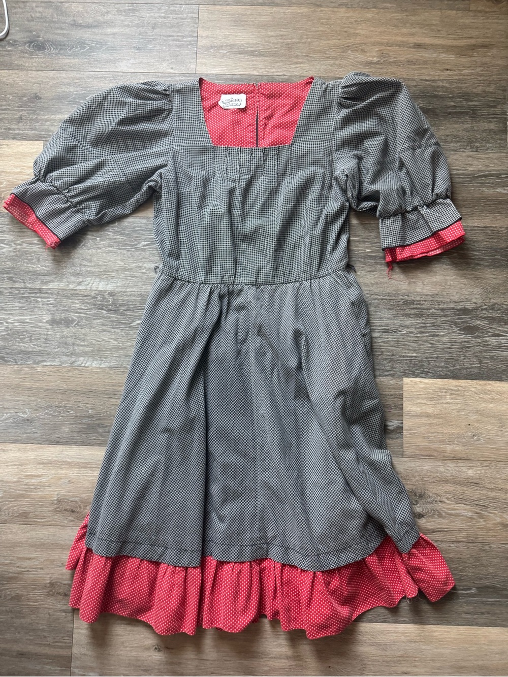 Vintage gingham checks square dance dress
